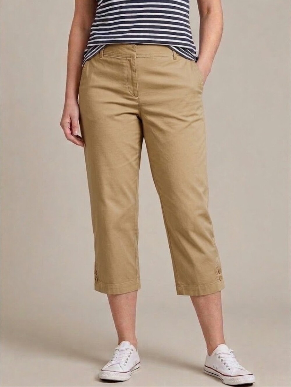 Talbots Wide Leg Khaki Capris Pedal Pusher NWOT